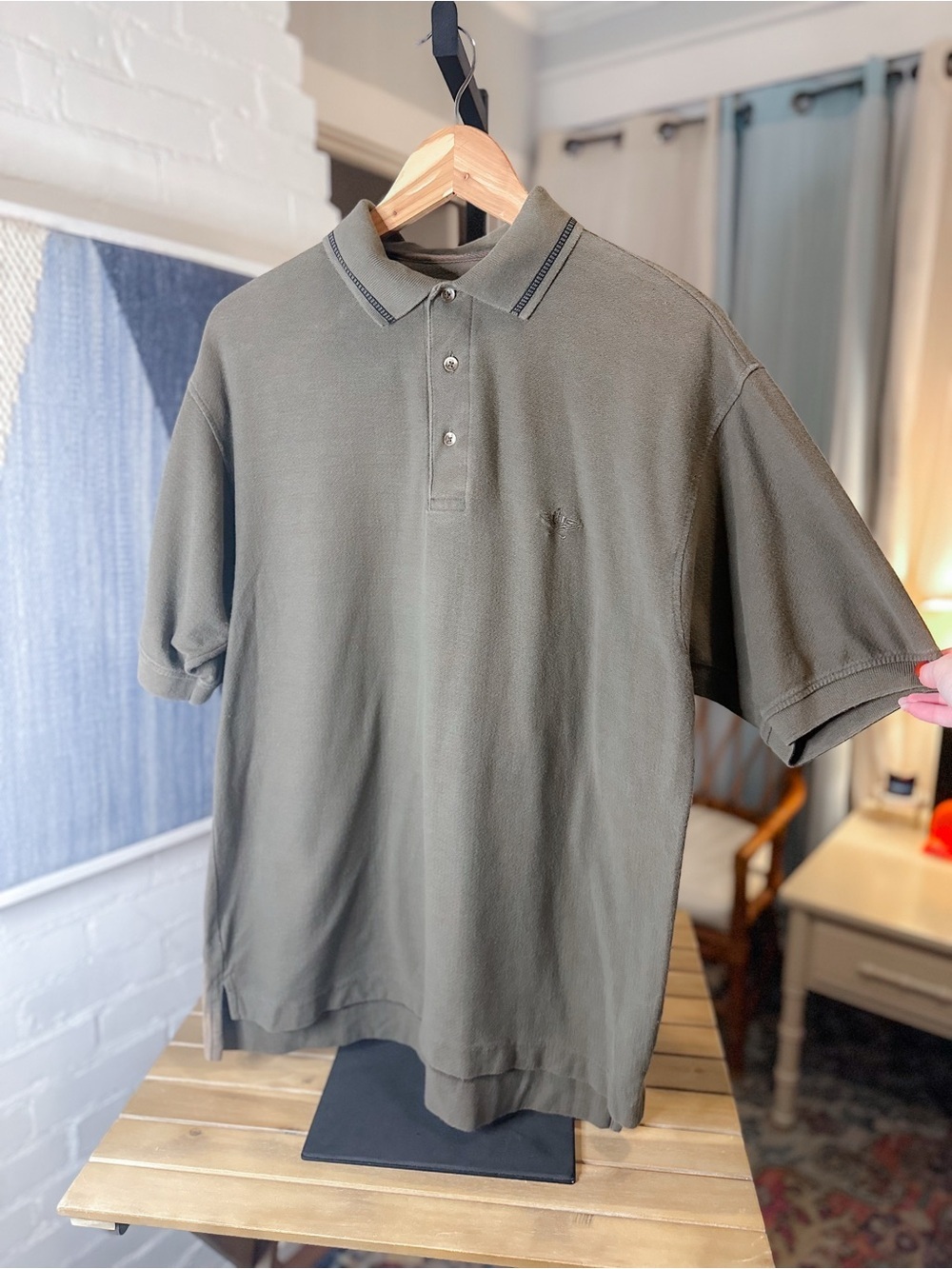 Dockers Olive Green/Brown Polo Collared Shirt with Embroidered Logo